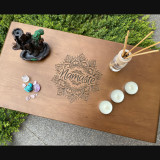 Купити Meditation table «Namaste» brown 55 cm with shelf по вигідній ціні в Києві, Житомирі, Україні Meditation table «Namaste» brown 55 cm with shelf
